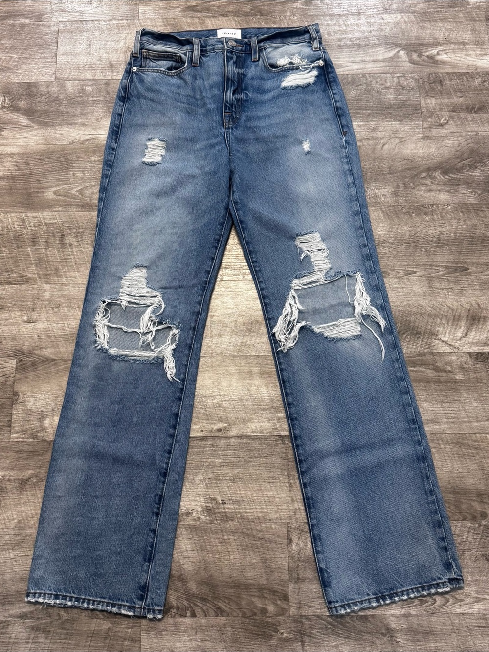 FRAME Le Jane Sunkissed Distressed Straight Leg Denim Jeans Womens Sz. 28
